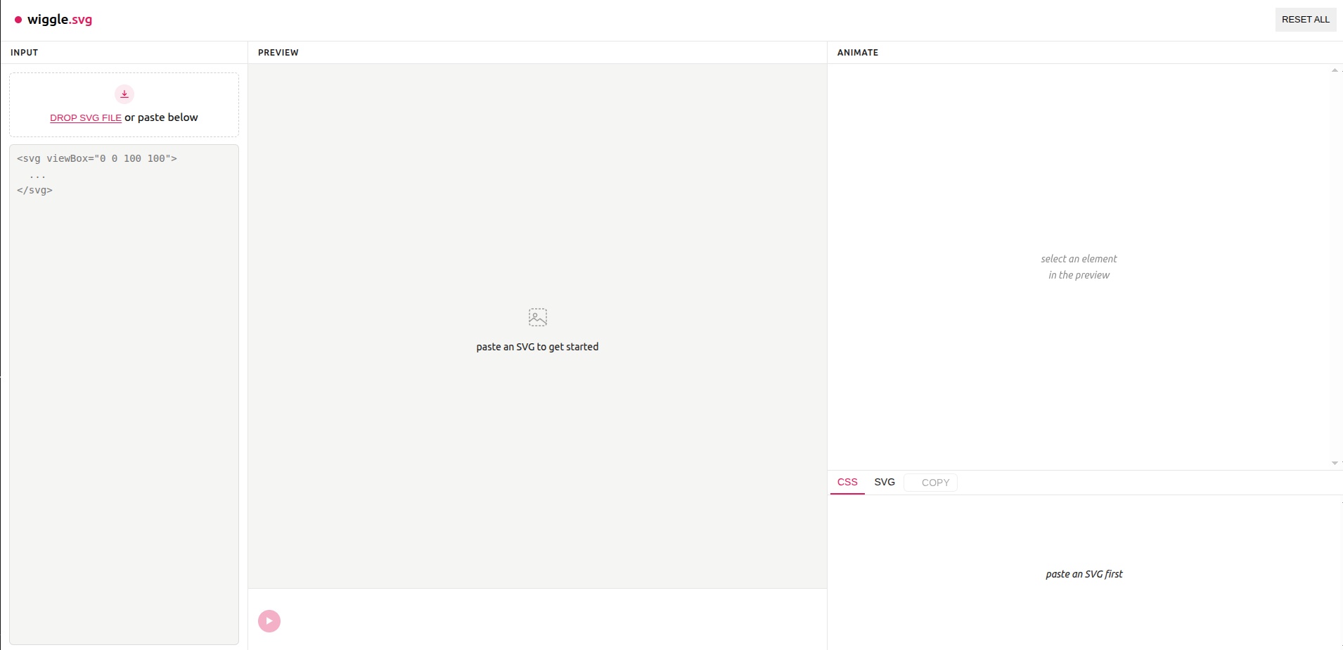 SVG Animation Sandbox interface